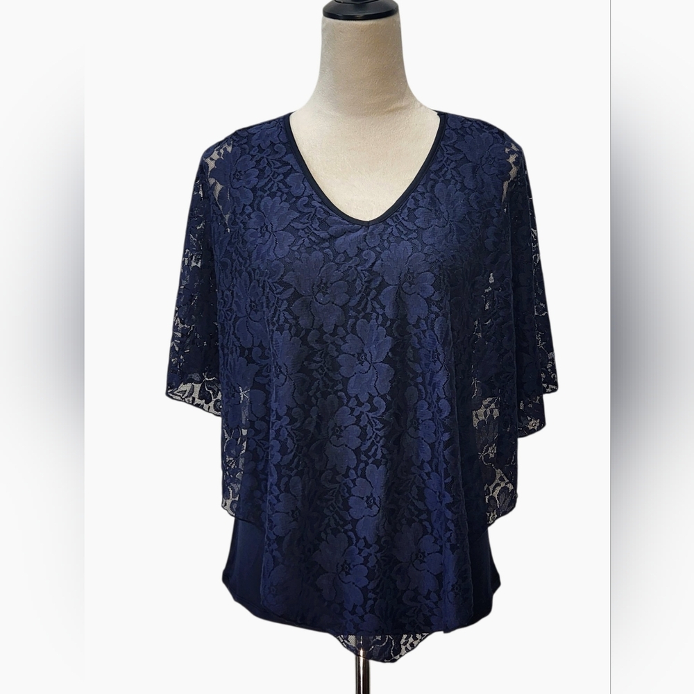 Shannon Ford New York Navy Blue Tank Lace Blouse Size Medium